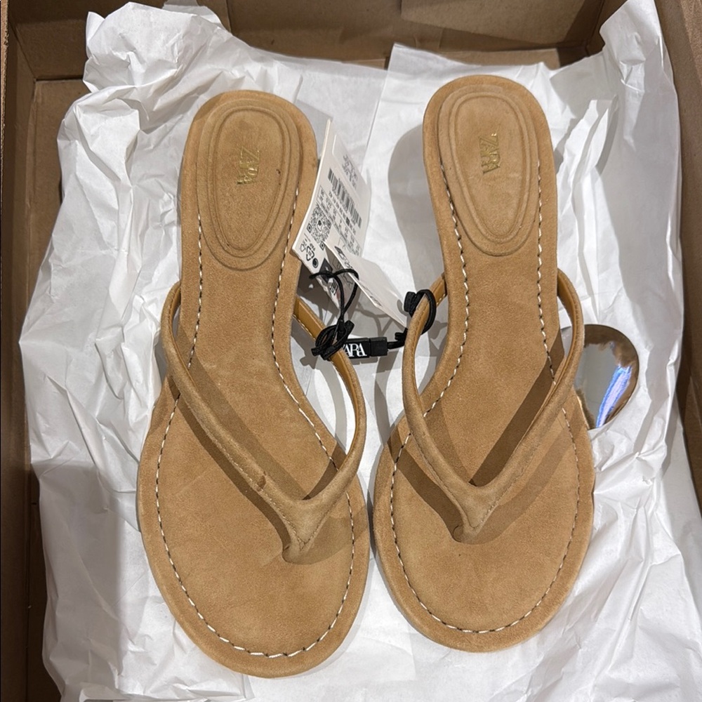 Zara Tan Leather Women's Sandals